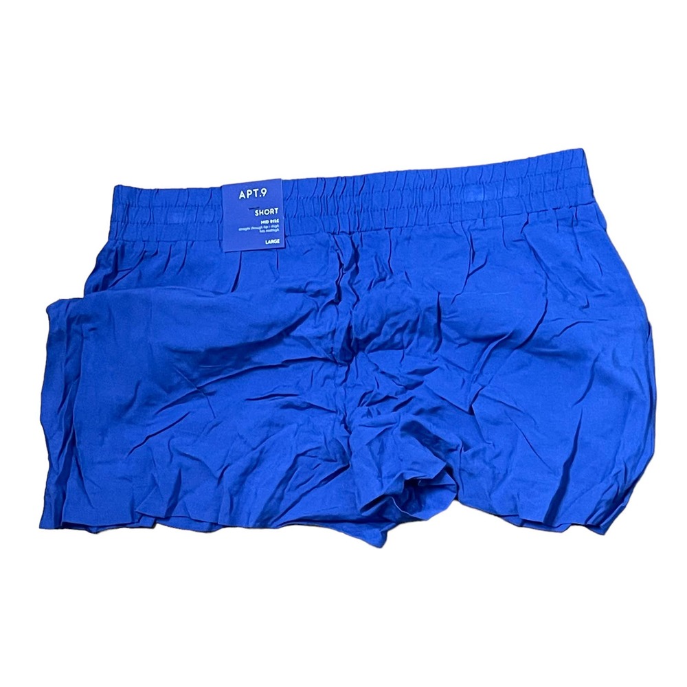 APT.9 Mid-Rise Solid Blue‎ Pull On Casual Shorts Flat Front Women Large NWT - Picture 8 of 9